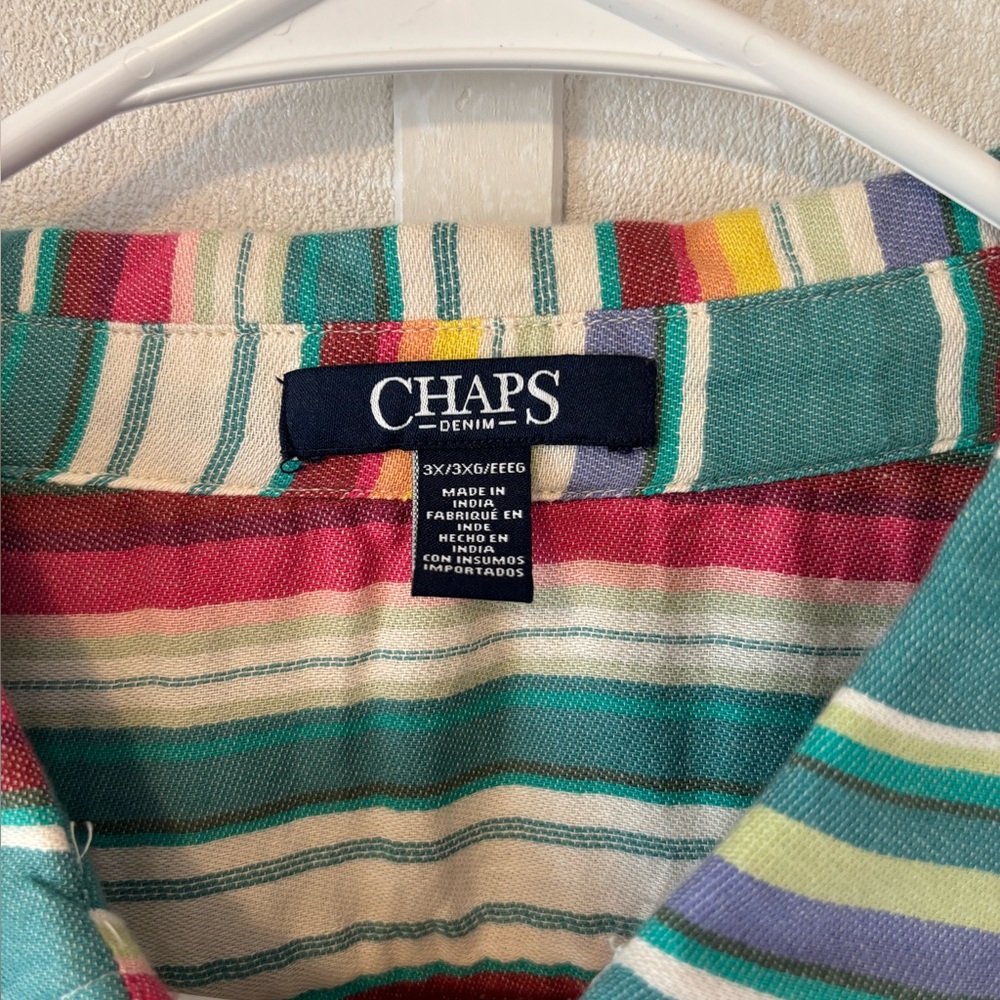 Chaps | Women’s Vibrant Striped Button Down Shirt | Size 3X - Picture 4 of 8
